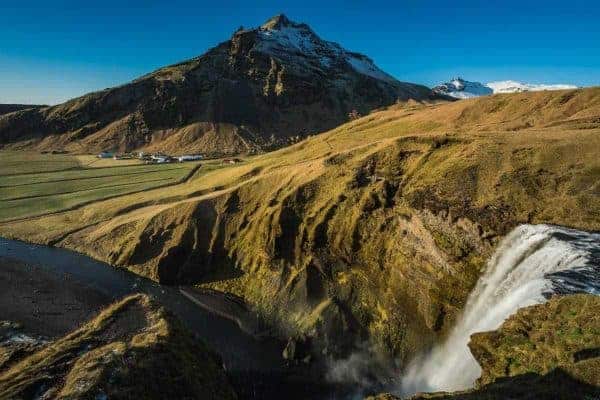 De Skagfoss op Ijsland van bovenaf gefotografeerd De Skagfoss op Ijsland van bovenaf gefotografeerd