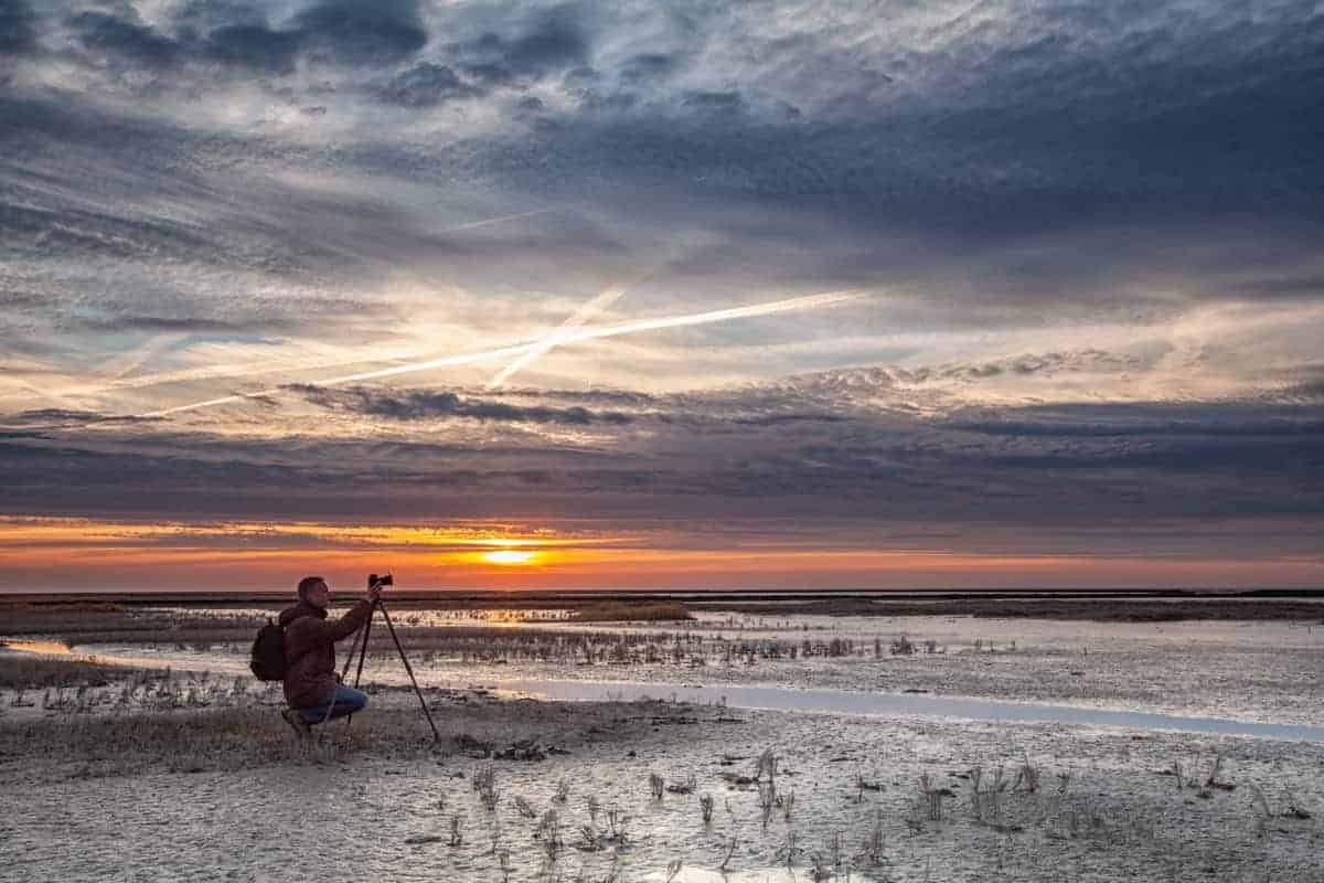 Deelnemer tijdens de Fotografiereis Groninger Waddenkust