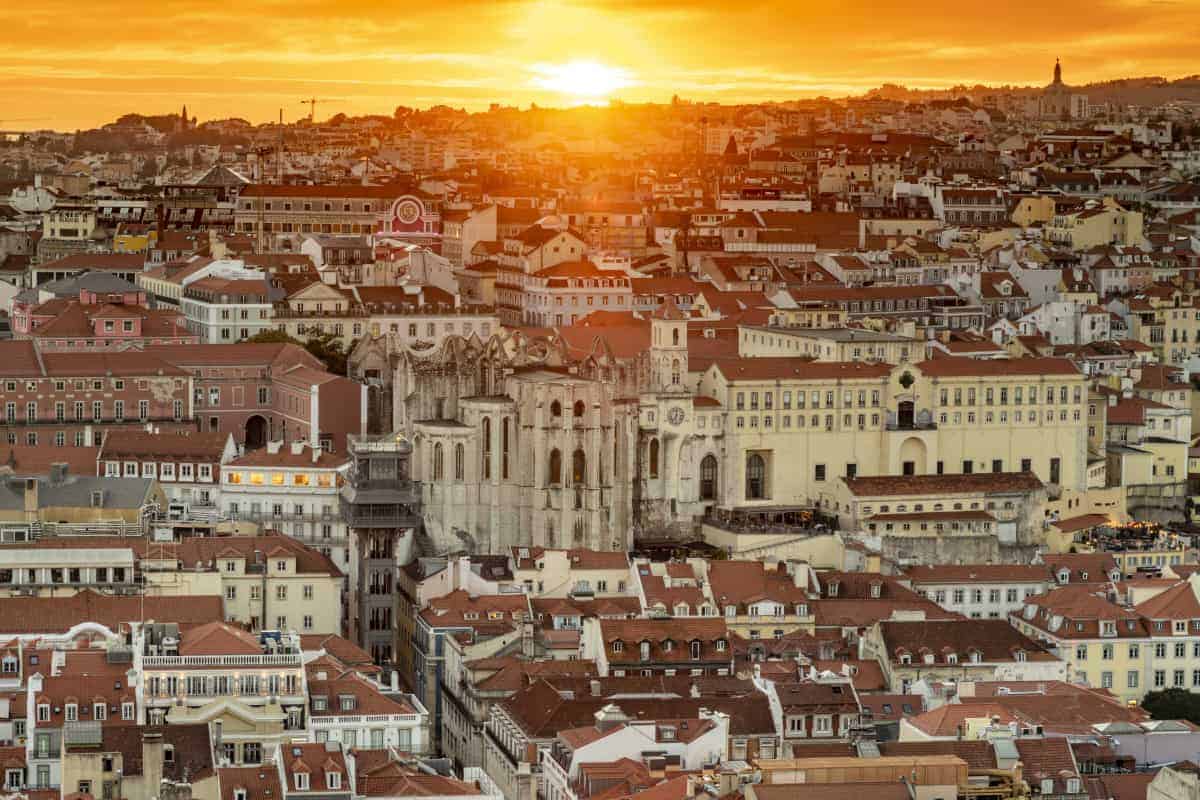 Avondzon boven Lissabon met een fotografiereis