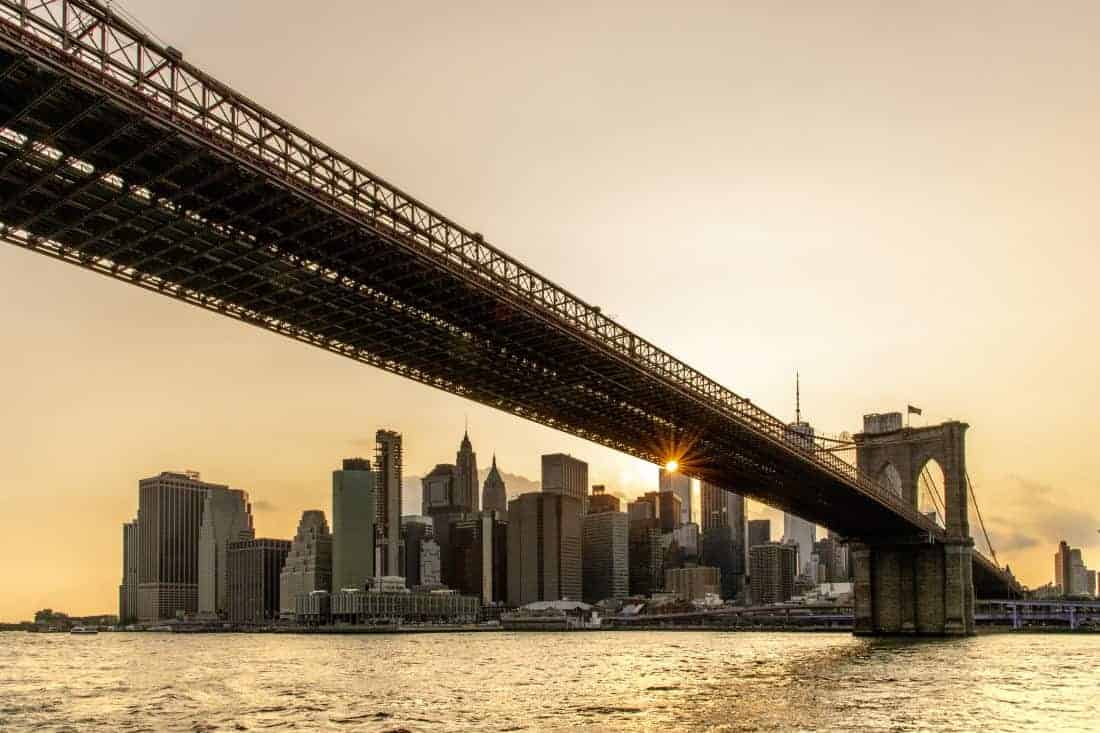 Fotoreis New York Brooklyn Bridge bij ondergaande zon Fotoreis New York Brooklyn Bridge bij ondergaande zon