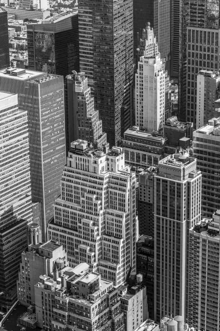 Fotoreis New York stadsgezicht vanaf Empire State Building zwart-wit