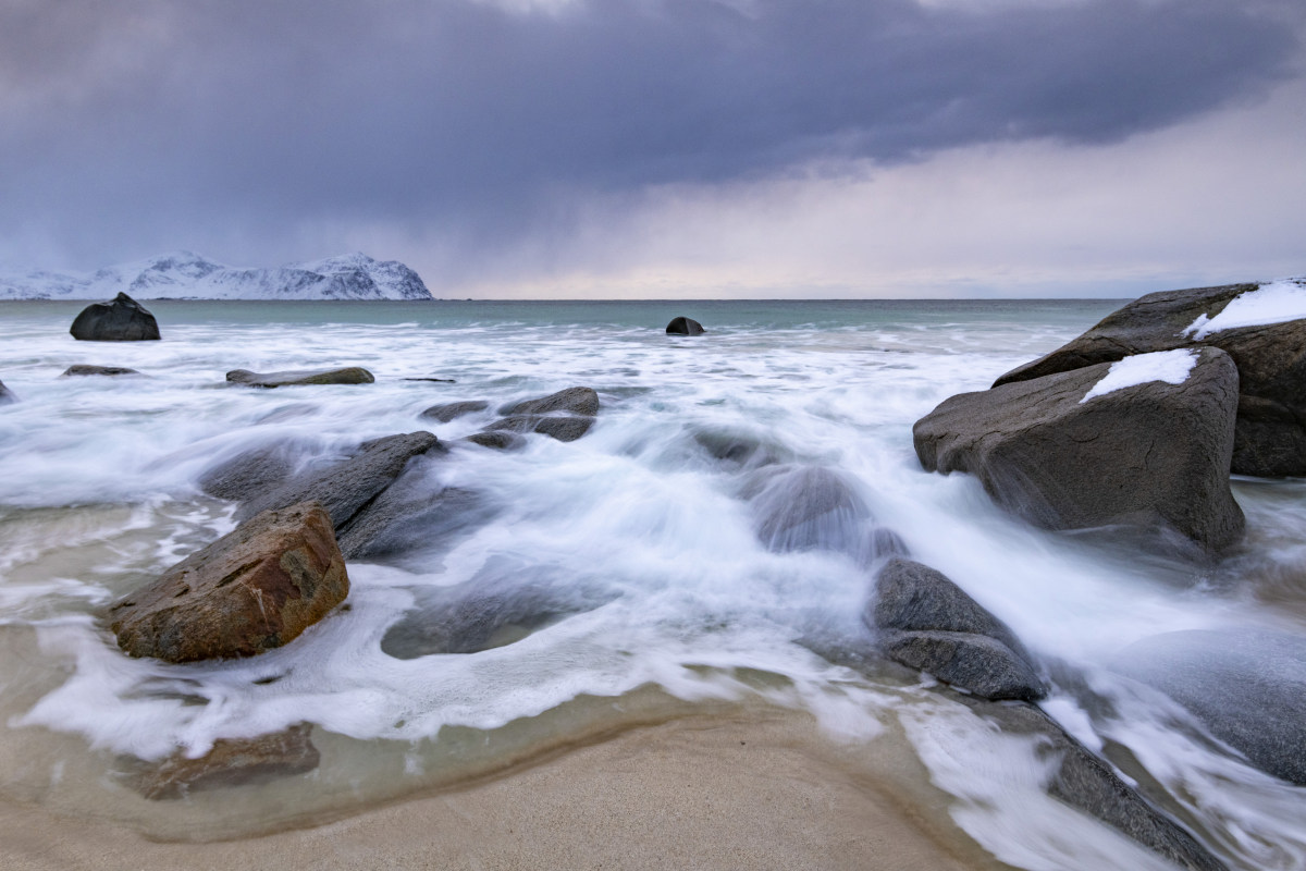 Fotoreizen Lofoten natuurfotografie 113 Lange sluitertijd op het strand van Lofoten