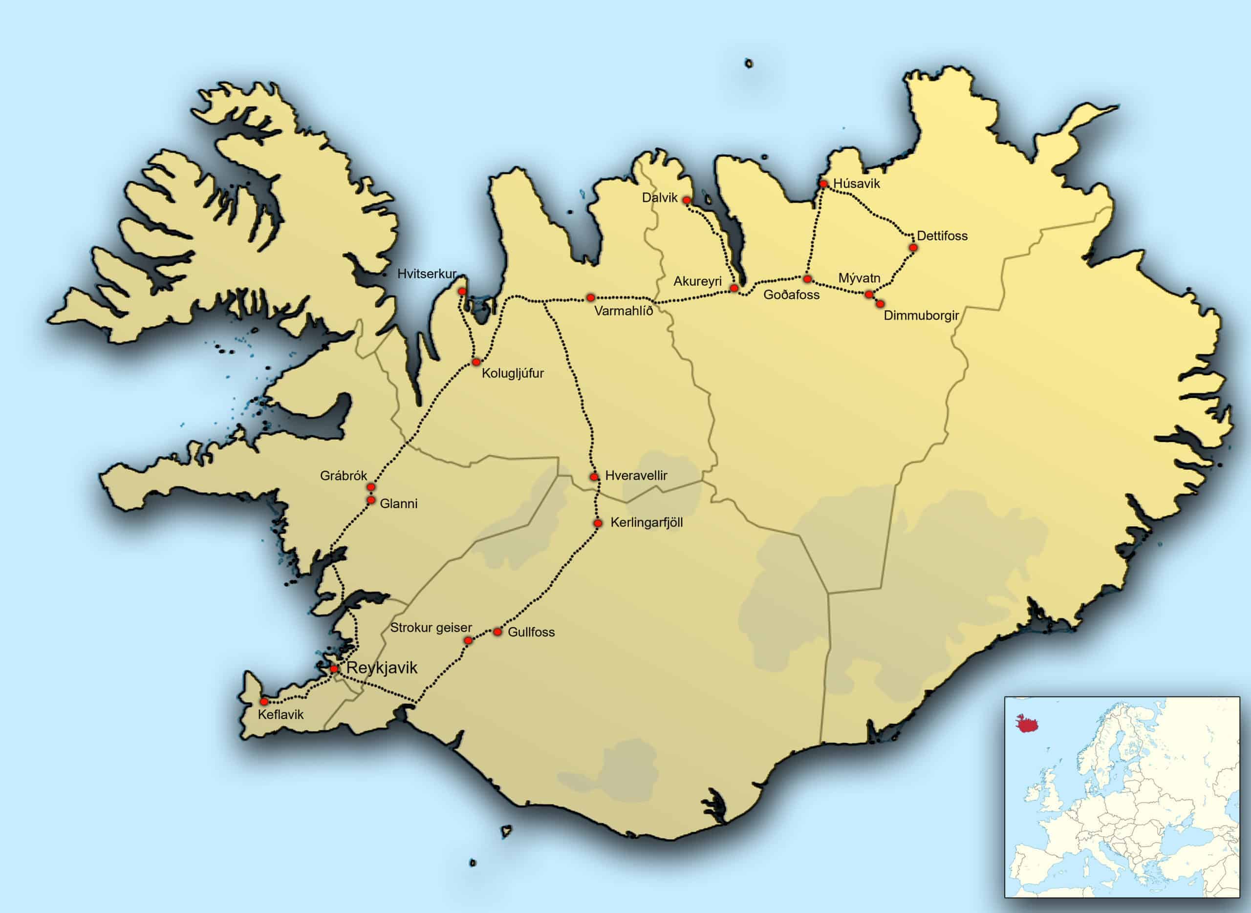 Kaart IJsland Zomer Kaart IJsland Zomer