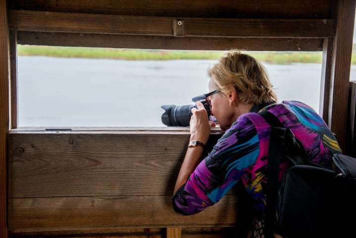 Deelnemer fotoweekend Ameland fotografeert vogels vanuit kijkhut | Fotografie-reizen - Fotoreizen